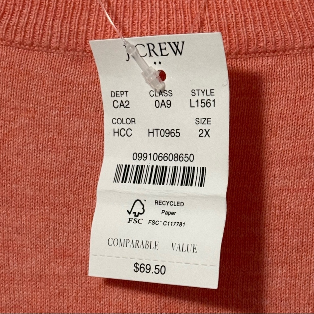 J. Crew Women's Coral Crewneck Teddie Sweater Size 2X - Picture 5 of 7